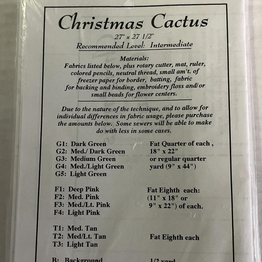 Christmas Cactus Designers Workshop‎ Eileen Sullivan Sew Flip Quilt 27X27 1997